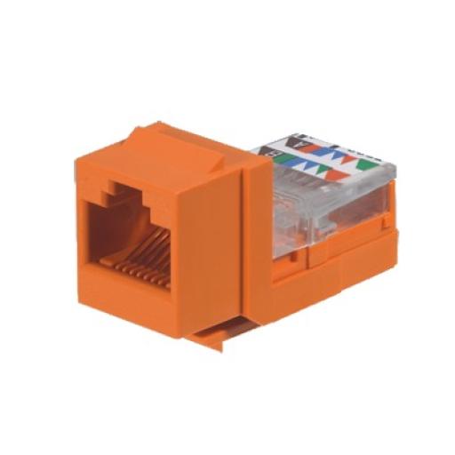 [PANDUIT_NK5E88MORY] Panduit Conector Jack Estilo Leadframe, Tipo Keystone, Categoría 5e, de 8 posiciones y 8 cables, Color Naranja
