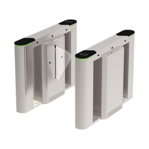 [ZKTECO_FBL6000] ZKTeco Puerta de cortesía tipo FLAP bidireccional / 30 personas por minuto / Acabado de Lujo / Apertura en 1 segundo / Acero inoxidable / Indicadores LED / Alarma por acceso denegado