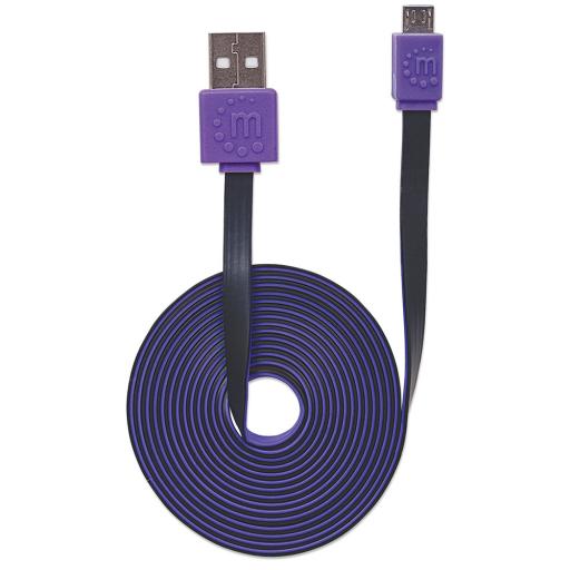[MANHATTAN_391368] Manhattan CABLE USB MANHATTAN V2.0 A-MICRO B 1.0M PLANO NEGRO/MORADO 391368