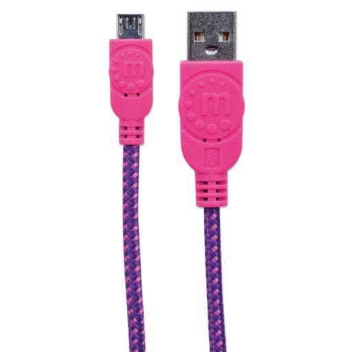 [MANHATTAN_352758] Cable Micro-B USB con recubrimiento textil Rosa/morado 1 M.