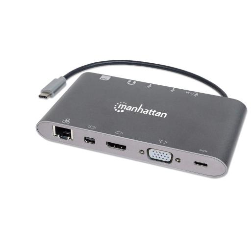 [MANHATTAN_152808] Docking Station USB-C Super Velocidad 7 en 1 Manhattan Negro.