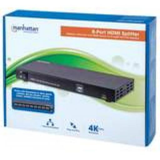 [MANHATTAN_207560] Splitter HDMI 4K de 8 puertos Manhattan Negro.