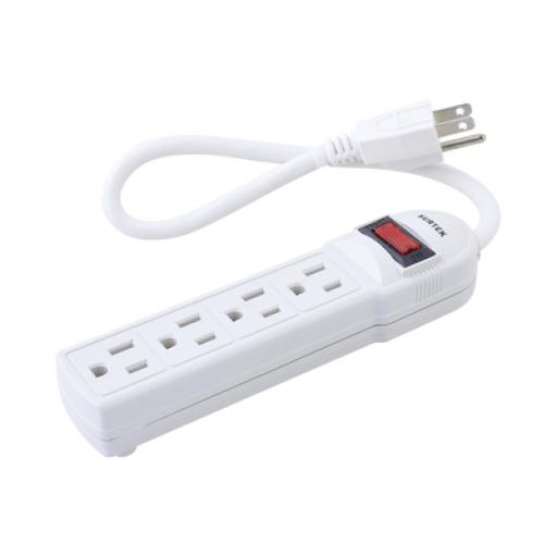 [SURTEK_SYS-136200] Surtek Multicontacto con cable 30 cm. 4 tomas 127 Vca línea, tierra, neutro 15 A max.