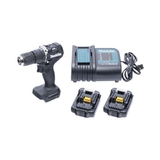 [MAKITA_DHP-487-YX-2B] Makita Rotomartillo/Taladro Inalámbrico SIN CARBONES, Broquero de 1/2", 1,700 RPM, 18V⎓, Torque: 40 N.m C/2 Bat. (1.5Ah) y Cargador.