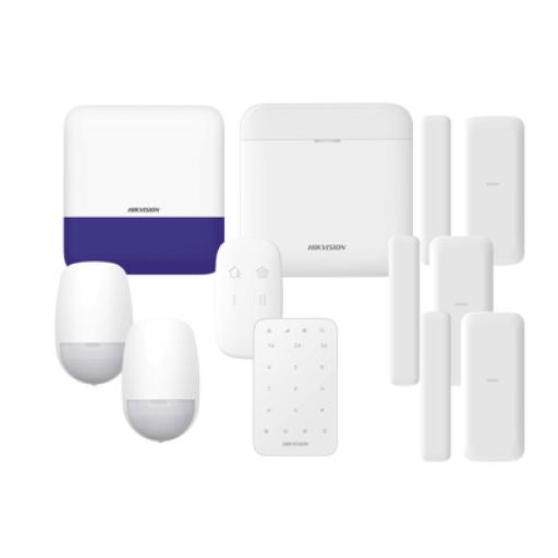 [HIKVISIONDIGITALTECHNOLOGY_DS-PWA48-FULL-K] Hikvision Digital Technology (AX PRO) KIT de Alarma AXP RO / Incluye: 1 Hub con bateria de respaldo/ 2 Sensores PIR / 3 Contactos Magnéticos mini / 1 Control Remoto / 1 Sirena Inalambrica Exterior /1 Teclado Inalámbrico / WiFi / Compatible con Hik-Connect P2P