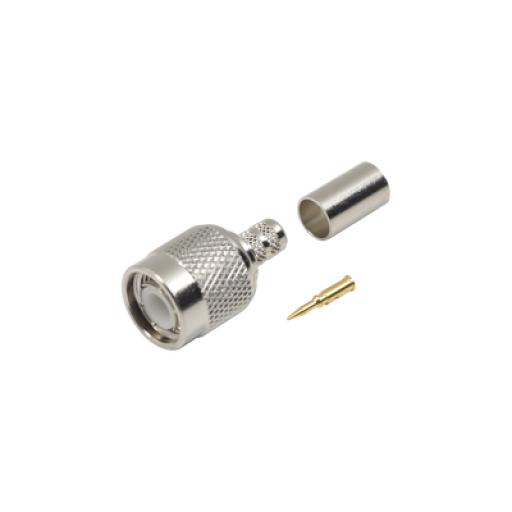[RFINDUSTRIES_RFT-1203-1X] RF Industries Conector TNC Macho de Anillo Plegable para Cables LMR-240, RG-8/X, 9258, Niquel/Oro/Delrin.
