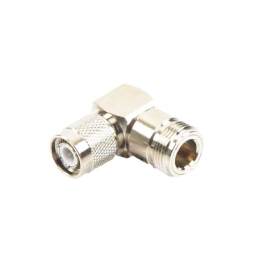 [RFINDUSTRIES_RFT-1234-11] RF Industries Adaptador en Ángulo Recto de Conector TNC Macho a N Hembra, Níquel/ Oro/ Teflón.