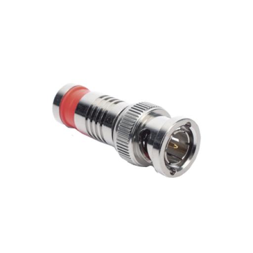 [RFINDUSTRIES_RFB-1704-Q] RF Industries Conector BNC Macho en 75 Ohm, Montaje de Compresión Axial para Cable Coaxial RG-6/U, Níquel/ Oro/ Teflón.