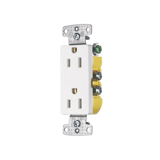 [HUBBELL_HUB-RRD15W] Hubbell Contacto Duplex Decorador 15A 125V, 2 Polos, 3 Hilos, Color  Blanco (Nema5-15R).