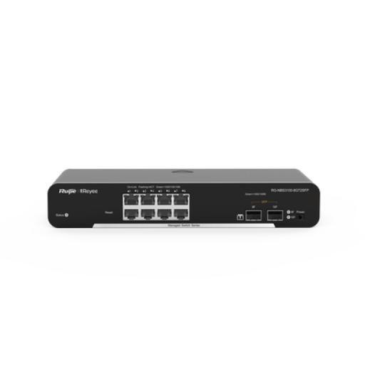 [RUIJIE_RG-NBS3100-8GT2SFP-P] RUIJIE Switch Administrable PoE Capa 2, con 8 puertos Gigabit PoE 802.3af/at + 2 SFP para fibra 1Gb, gestión gratuita desde la nube, 125w