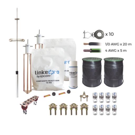 [LINKEDPROBYEPCOM_KLP-TZ15-PRO] LINKEDPRO BY EPCOM Kit Pararrayo  LINKEDPRO con Accesorios de Instalación en Torre de Hasta 15 m de Altura.