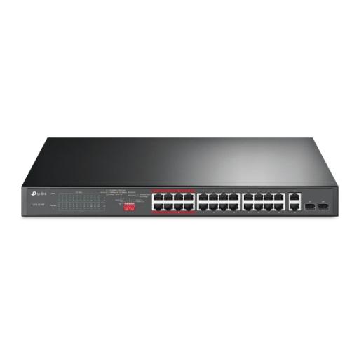 [TPLINK_TL-SL1226P] TPLINK Switch PoE+ no Administrable 26 puertos 10/100 Mbps + 2 puertos 10/100/1000 Mbps + 2 puertos SFP, 8 puertos Extensor PoE (hasta 250 m), 250W, diseño para Vigilancia IP