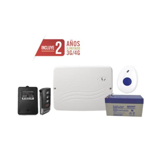 [M2MSERVICES_PRO4-GEN2-FALL] M2M SERVICES Kit de Panel de Alarma Híbrido 4G LTE con botón de Pánico y Detección de Caídas Inalámbrico, Incluye SIM con 2 años de Datos y APP Gratis