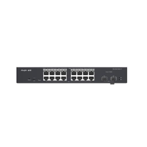 [RUIJIE_RG-ES218GC-P] RUIJIE Switch L2 Administrable PoE con 16 puertos Gigabit PoE 802.3af/at + 2 SFP para fibra 1Gb, gestión gratuita desde la nube, 240w