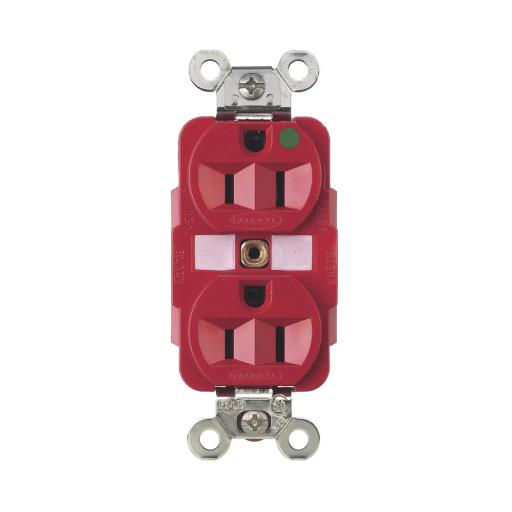 [HUBBELL_HUB-HBL-8200-RED] Hubbell Contacto Dúplex 15 A, 125 V, 2 polos, 3 Hilos, Color Rojo (Nema 5-15R), Grado Hospital.