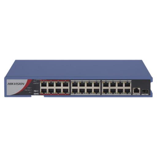 [HIKVISIONDIGITALTECHNOLOGY_DS-3E0326P-E/M(B)] Hikvision Digital Technology Switch PoE+ / No Administrable / 24 Puertos 10/100 Mbps PoE+ / 1 Puerto 10/100/1000 Mbps + 1 Puerto SFP Uplink / PoE hasta 250 metros / 230 W
