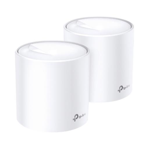 [TPLINK_DECOX20-2PACK] TPLINK Kit 2 Routers Inalámbricos MESH Interior para Hogar / Doble Banda Wi-Fi 6 AX1800 Mbps / 2 Puerto Gigabit WAN/LAN / 2 Antenas Internas / Administración Mediante la App Deco (iOS, Android) / Protección HomeShield