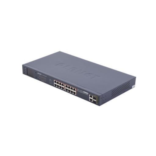 [PLANET_FGSW-1822VHP] Planet Switch no administrable PoE+ Extended, Aislamiento VLAN de 16 puertos + 2 combo TP/SFP Gigabit y Pantalla