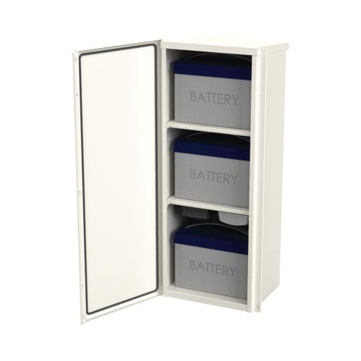 [EPCOM_EI-PCB-40-106-30SDK] Epcom Gabinete Acero Galv. para 3 Bat. PL110D12. Puerta Sin Ventilación. Acc. de piso o poste No incluidos (400 x 1060 x 300mm).