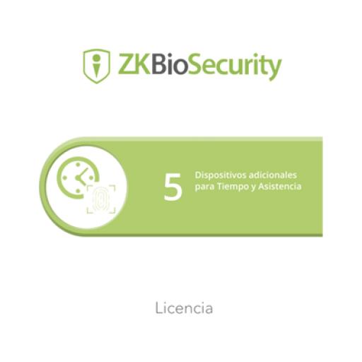 [ZKTECO_ZKBSTA5] ZKTeco Licencia para ZKBiosecurity permite gestionar hasta 5 dispositivos para tiempo y asistencia