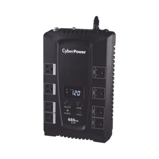 [CYBERPOWER_CP685AVRLCD] CyberPower UPS de 685 VA/390 W, Topología Línea Interactiva, Entrada 120 Vca NEMA 5-15P, Tipo Gabinete Compacto, Con 8 Tomas NEMA 5-15R