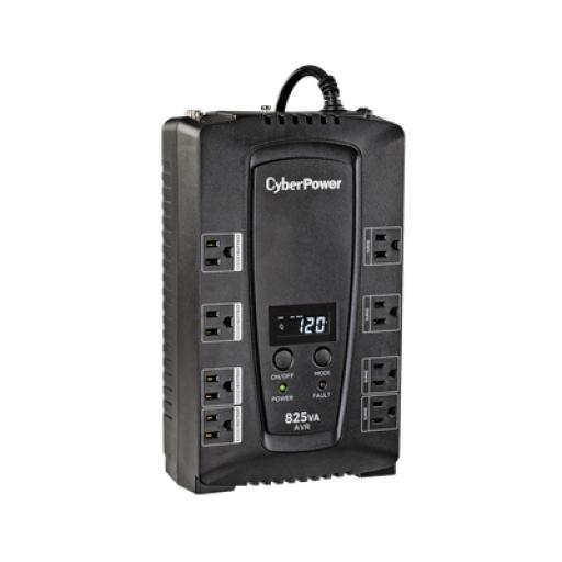 [CYBERPOWER_CP825AVRLCD] CyberPower UPS de 825 VA/450 W, Topología Línea Interactiva, Entrada 120 Vca NEMA 5-15P, Tipo Gabinete Compacto, Con 8 Tomas NEMA 5-15R