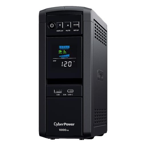 [CYBERPOWER_CP1000PFCLCD] CyberPower UPS de 1000 VA/600 W, Topología Línea Interactiva, Entrada 120 Vca NEMA 5-15P, Onda Senoidal Pura, Tipo Torre, Con 10 Tomas NEMA 5-15R