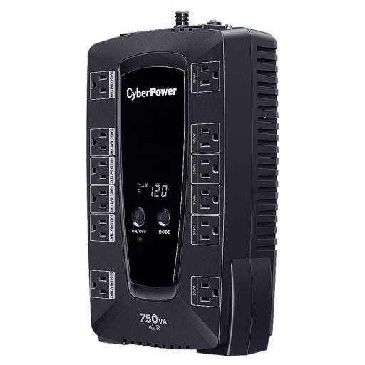 [CYBERPOWER_AVRG750LCD] CyberPower UPS de 750 VA/450 W, Topología Línea Interactiva, Entrada 120 Vca NEMA 5-15P, Tipo Gabinete Compacto, Con 12 Tomas NEMA 5-15R