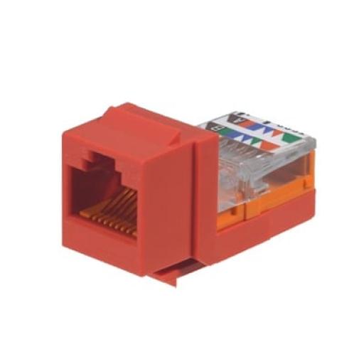 [PANDUIT_NK5E88MRDY] Panduit Conector Jack Estilo Leadframe, Tipo Keystone, Categoría 5e, de 8 posiciones y 8 cables, Color Rojo