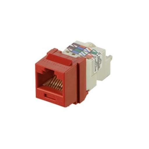 [PANDUIT_NK6TMRD] Panduit Conector Jack Estilo TP, Tipo Keystone, Categoría 6, de 8 posiciones y 8 cables, Color Rojo