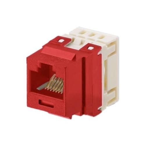 [PANDUIT_NKP5E88MRD] Panduit Conector Jack Estilo 110 (de Impacto), Tipo Keystone, Categoría 5e, de 8 posiciones y 8 cables, Color Rojo