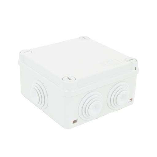 [GEWISS_GW-44-024] Gewiss Caja de derivación de PVC Auto-extinguible con 6 entradas, tapa y tornillo de media vuelta de 1/4", 100x100x50 MM (Medidas internas, mayor área permisible para el cable, Para exterior (IP55)