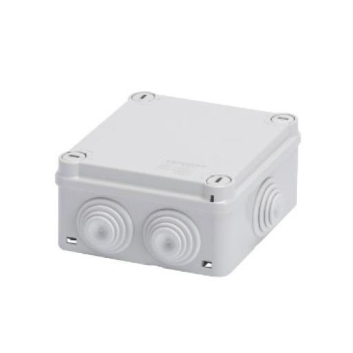 [GEWISS_GW-44-024] Gewiss Caja de derivación de PVC Auto-extinguible con 6 entradas, tapa y tornillo de media vuelta de 1/4", 100x100x50 MM (Medidas internas, mayor área permisible para el cable, Para exterior (IP55)