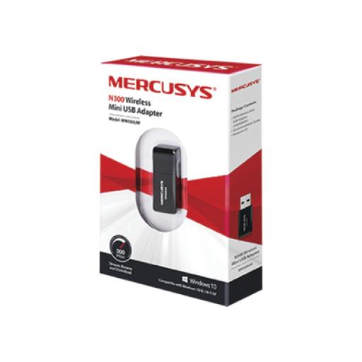 [MERCUSYS_MW300UM] Mercusys Adaptador inalámbrico N USB 2.0 de 300 Mbps 2.4 GHz, 2T2R con 2 antenas internas