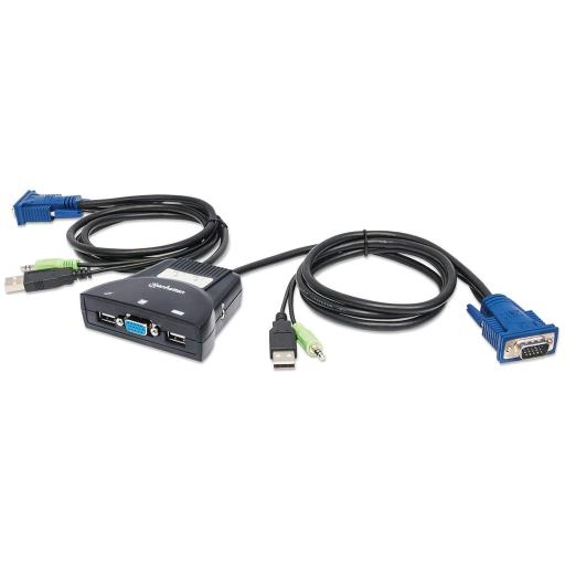 [MANHATTAN_151245] Mini Switch KVM de 2 puertos Manhattan Negro.