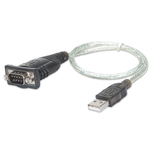 [MANHATTAN_205146] Convertidor de USB a Puerto Serie Manhattan Negro/ Plateado 45 CM.