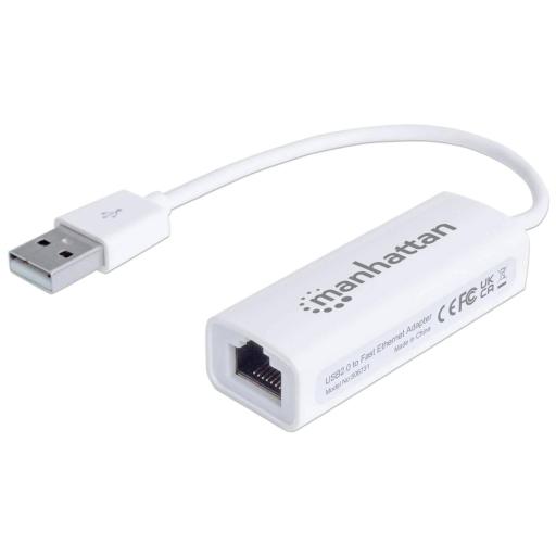 [MANHATTAN_506731] Adaptador Fast Ethernet USB de Alta Velocidad 2.0 Manhattan Blanco.