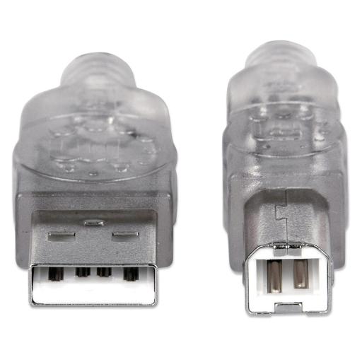 [MANHATTAN_345408] Cable para Dispositivos USB B Manhattan Plateado 5 M.