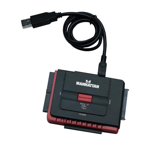 [MANHATTAN_179195] Adaptador USB de Alta Velocidad 2.0 a SATA/ IDE Manhattan Negro.