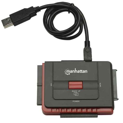 [MANHATTAN_179195] Adaptador USB de Alta Velocidad 2.0 a SATA/ IDE Manhattan Negro.