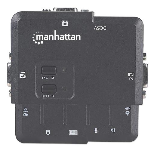 [MANHATTAN_151252] Switch KVM Compacto de 2 Puertos Manhattan Negro.