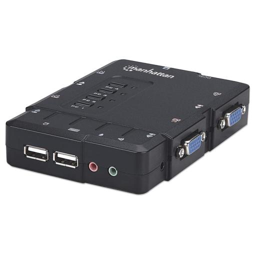 [MANHATTAN_151269] Switch KVM Compacto de 4 Puertos Manhattan Negro.