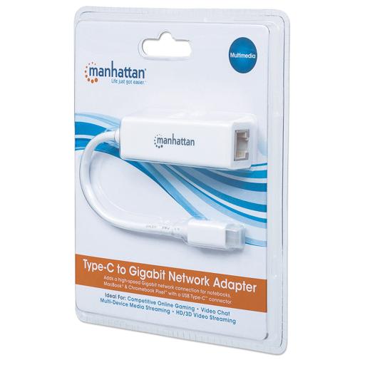 [MANHATTAN_507585] Adaptador de USB Tipo C a Red Gigabit Manhattan Blanco.