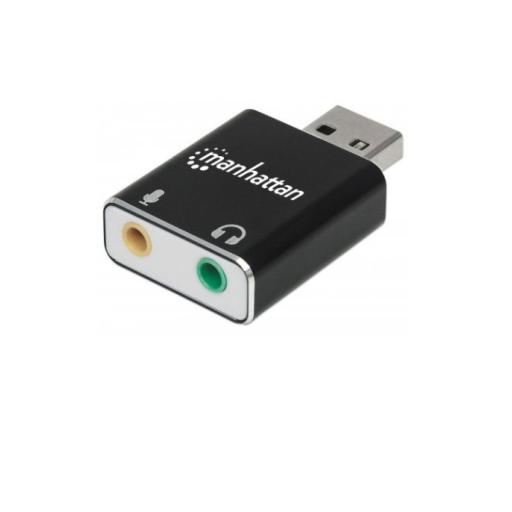 [MANHATTAN_152754] Adaptador de Sonido Estéreo USB de Alta Velocidad Manhattan Negro.