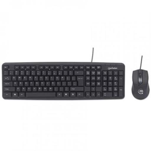 [MANHATTAN_178464] Kit de Teclado y Mouse Manhattan Alámbrico Negro.