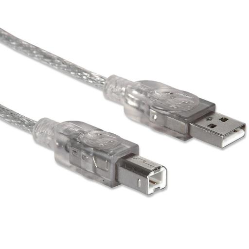 [MANHATTAN_340465] Cable de alta velocidad USB 2.0 Manhattan Plateado 4.5 M.