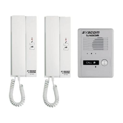 [SYSCOMVIDEO_KDP-602-A/D] SYSCOM VIDEO Kit de Audio Portero con 2 Auriculares y Frente de Calle