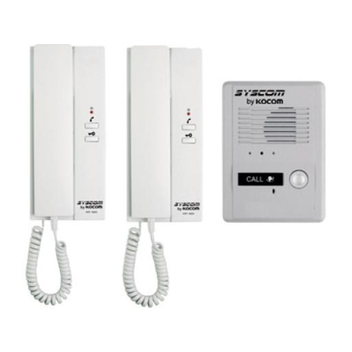 [SYSCOMVIDEO_KDP-602-A/D] SYSCOM VIDEO Kit de Audio Portero con 2 Auriculares y Frente de Calle