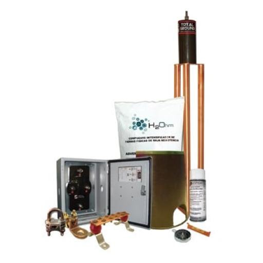 [TOTALGROUND_KIT-MASTER-45K] Total Ground Kit de tierra Física Modelo TG45K con Electrodo Magnetoactivo 50 x 11.5 cm, Capacidad Max: 45 AMP