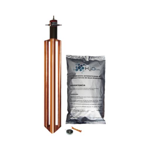 [TOTALGROUND_TG-100-AB] Total Ground Kit de Puesta a Tierra de 100 Amperes con Electrodo, Filtro y Compuesto H2Ohm.